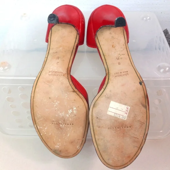 Anne Klein 8 Red Romance Leather High Heel Shoes - Picture 2 of 4